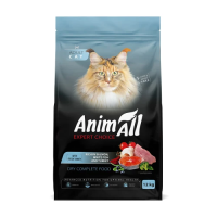 Повнораціонний сухий корм Animall, для котів, з лососем, білою рибою та свіжою індичкою, 12 кг