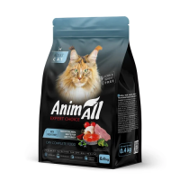 Повнораціонний сухий корм Animall, для котів, з лососем, білою рибою та свіжою індичкою, 0.4 кг