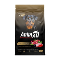 Полнорационный сухой корм Animall, для собак больших пород со свежей индейкой и ягненком, 12 кг