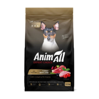 Полнорационный сухой корм Animall, для собак малых пород со свежей индейкой и ягненком, 12 кг