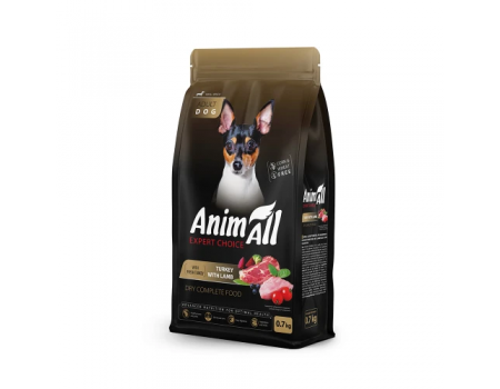 Полнорационный сухой корм Animall, для собак малых пород со свежей индейкой и ягненком, 0.7 кг