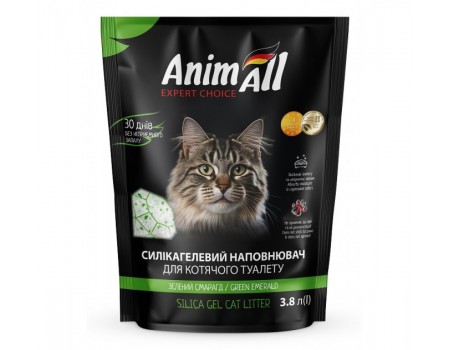 AnimAll "Зеленый изумруд" - Силикагелевый наполнитель для кошачьего туалета, 1,9 кг/3,8 л