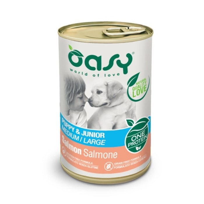 OASY OAP Puppy & Junior Medium/Large Влажный корм с лососем для щенков средних и крупных пород собак в возрасте до 18 месяцев 0,4 кг