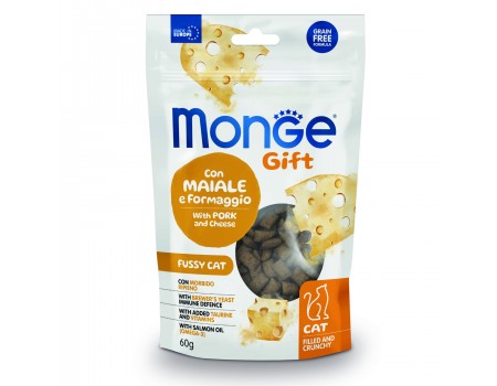 Ласощі Monge Gift Cat Fussy Cat свинина і сир 60 г