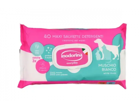 Салфетки Inodorina Salvietta Refresh Muschio с ароматом мускуса, 40 шт