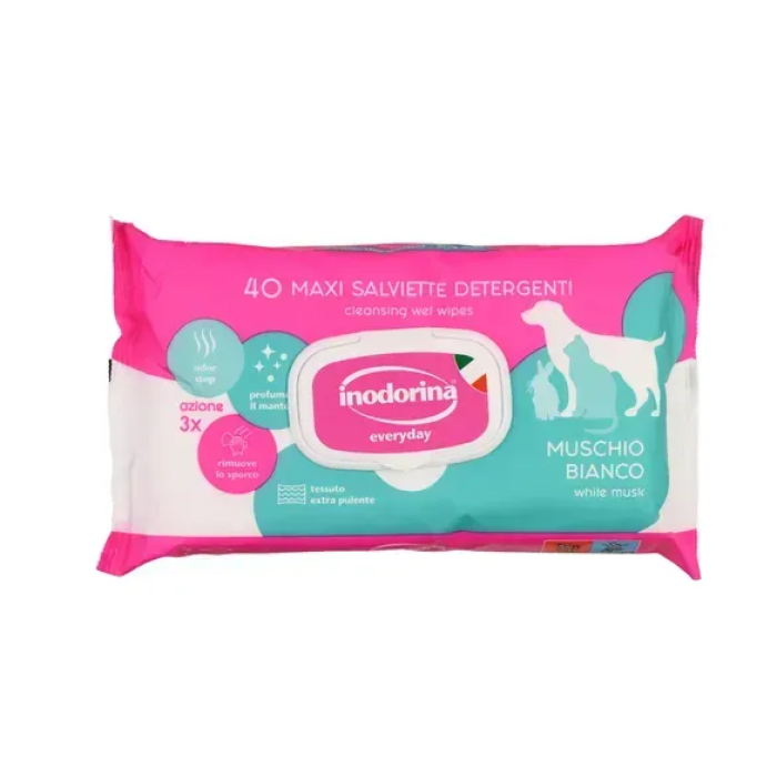 Серветки Inodorina Salvietta Refresh Muschio з ароматом мускусу, 40 шт
