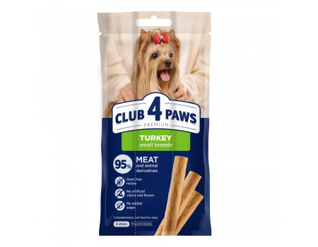 Мясная палочка Club 4 Paws (Клуб 4 лапы) Premium, для взрослых собак малых пород, со вкусом индейки, 36 г