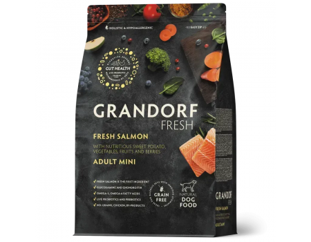 Grandorf FRESH SALMON&SWEET POTATO ADULT DOG MINI корм для собак міні порід лосось та батат 3 кг