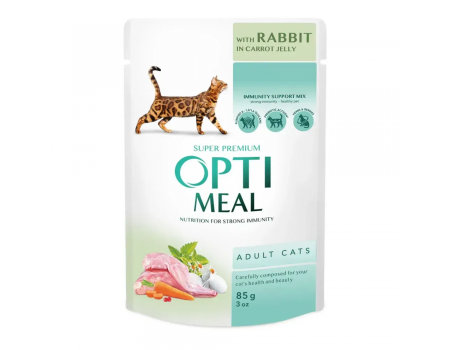 Влажный корм для кошек Optimeal pouch 85 г - кроликом в морковном желе