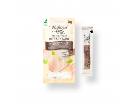 Крем-снек Natural Kitty Treat Chicken Puree, куряче пюре, догляд за сечовивідними шляхами, 4х12 г