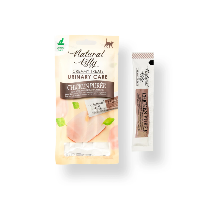Крем-снек Natural Kitty Treat Chicken Puree, куриное пюре, уход за мочевыводящими путями, 4х12 г