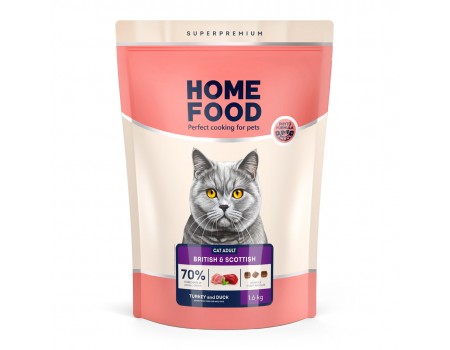 Home Food Корм CAT ADULT для котів британських та шотландських порід Індичка та качка (1,6 кг)