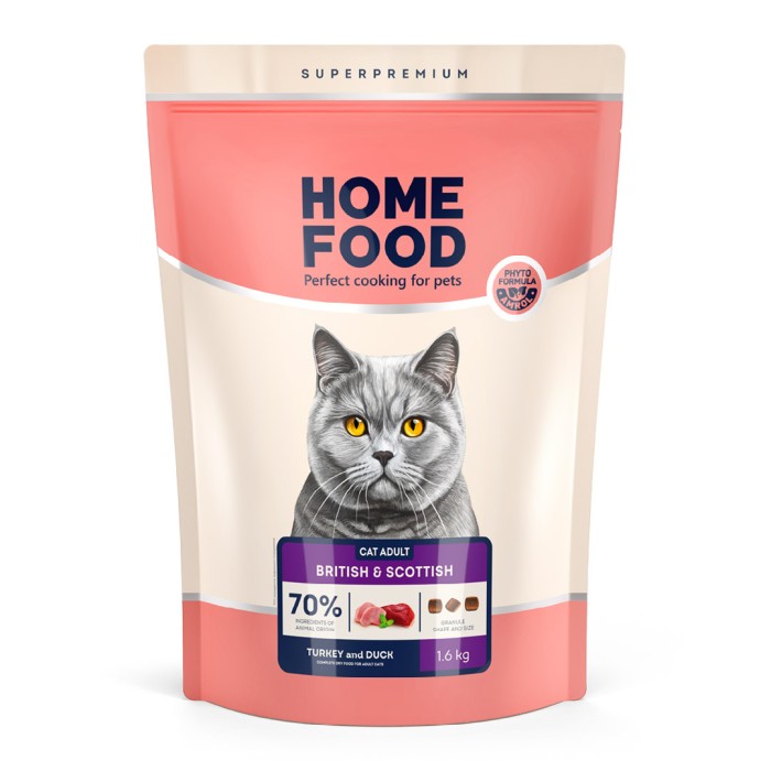 Home Food Корм CAT ADULT для котів британських та шотландських порід Індичка та качка (1,6 кг)