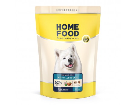 Home Food Корм DOG ADULT MEDIUM Гіпоалергенний «Форель з рисом» (1,6 кг)