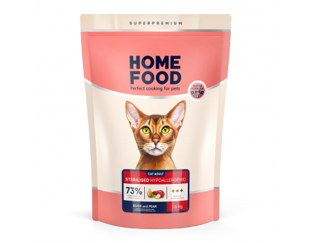 Home Food Корм CAT ADULT беззерновий гіпоалергенний стерелізовне Качка та груша (1,6 кг)
