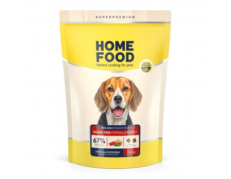Home Food Корм DOG ADULT MEDIUM/MAXI Беззерновий гіпоалергенний «М'ясо качки з нутом» (1,6 кг)