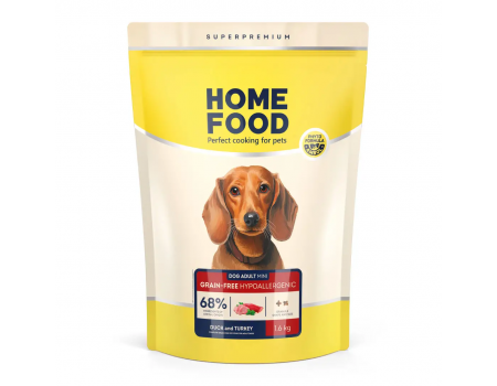 Home Food Корм DOG ADULT MINI Беззерновий гіпоалергенний Качка та індичка (1,6 кг)