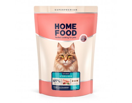 Home Food Корм CAT ADULT Для стерилізованих/кастрованих «Кролик та журавлина» (1,6 кг)