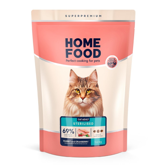 Home Food Корм CAT ADULT Для стерилізованих/кастрованих «Кролик та журавлина» (1,6 кг)