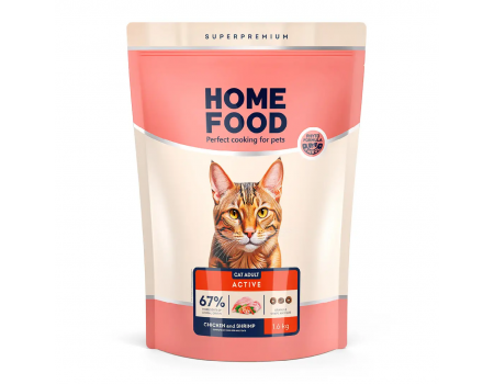 Home Food Корм CAT ADULT Для активних «Курочка та креветка» (1,6 кг)