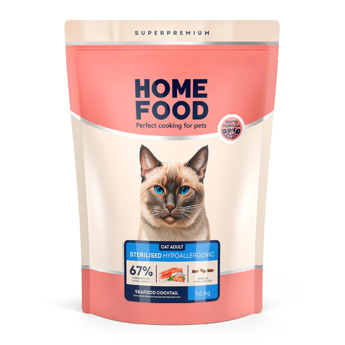 Home Food Корм CAT ADULT Гіпоалергенний «Морський коктейль» (1,6 кг)