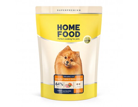Home Food Корм DOG ADULT MINI Здорова шкіра та блиск шерсті «Індичка та лосось» (1,6 кг)