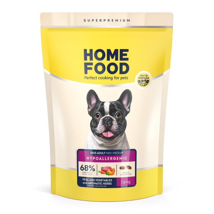 Home Food Корм DOG ADULT MINI/MEDIUM Гіпоалергенний «Телятина з овочами» (1,6 кг)