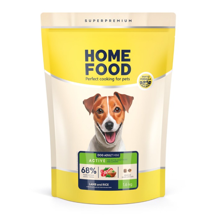 Home Food Корм DOG ADULT MINI Для активних собак і юніорів «Ягнятина з рисом» (1,6 кг)