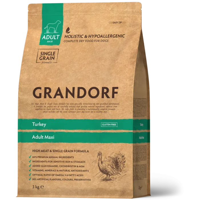 Сухой корм для собак Grandorf TURKEY Adult Maxi breed, с индейкой, 3 кг