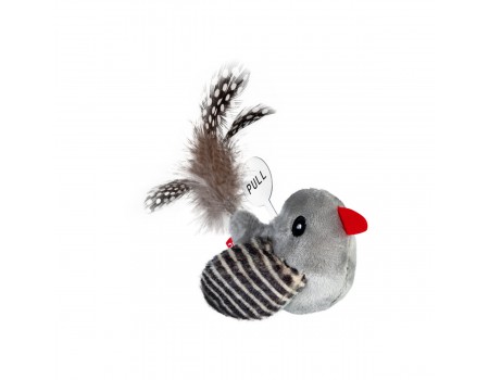 Игрушка для кошек WAUCAT Fun Melodic Птичка со звуковым чипом, искусственный мех, плюш, перо, 13 см
