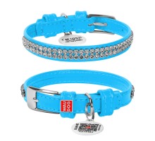 Ошейник для собак кожаный WAUDOG Glamour с QR паспортом, 