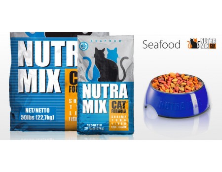 без даты  производства// Nutra mix seafood- сухой корм для кошек, формула с морепродуктами, 9 кг