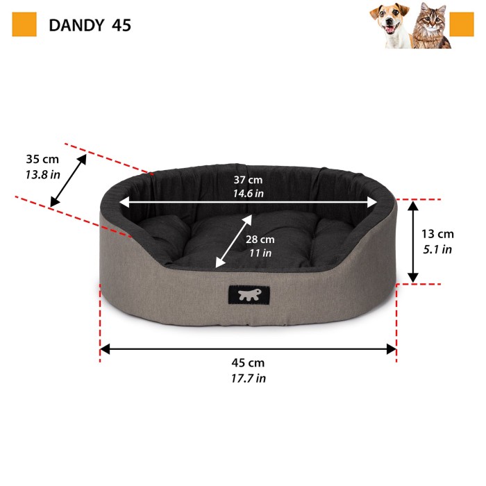 Ferplast DANDY 55 C. BROWN Лежанка м'яке місце для котів та собак, 55х41х15 см, три кольори (сірий-блакитний-ліловий)