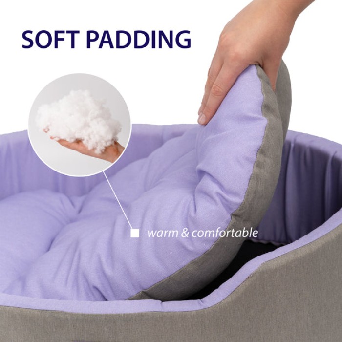 Ferplast DANDY 45 C. BROWN Лежанка м'яке місце для котів та собак, 44х40х16 см, три кольори (сірий-блакитний-ліловий)