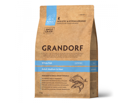 Grandorf White Fish Adult Medium Maxi - Грандорф Сухой корм для взрослых собак Белая рыба 1 КГ