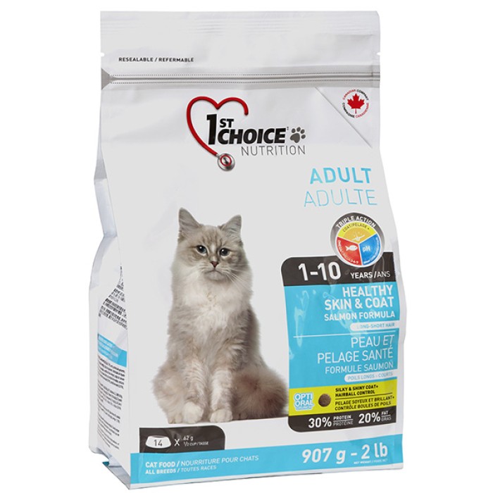 1st Choice Adult Healthy Skin&Coat ФЕСТ ЧОЙС ХЕЛЗІ ЛОСОСЬ сухий суперпреміум корм для котів 0.907 кг.