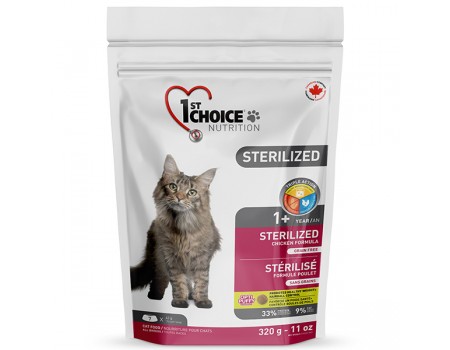 1st Choice Sterilized Chicken ФЕСТ ЧОЙС СТЕРІЛАЙЗИД КУРКА сухий суперпреміум корм для кастрованих котів та стерилізованих кішок 0.32 кг.