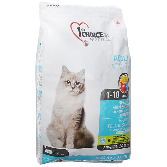 1st Choice Adult Healthy Skin&Coat ФЕСТ ЧОЙС ХЕЛЗИ ЛОСОСЬ сухой суперпремиум корм для кошек, 5,44 кг.