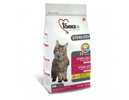 1st Choice Sterilized Chicken ФЕСТ ЧОЙС СТЕРІЛАЙЗИД КУРКА сухий суперпреміум корм для кастрованих котів та стерилізованих кішок 2.4 кг.