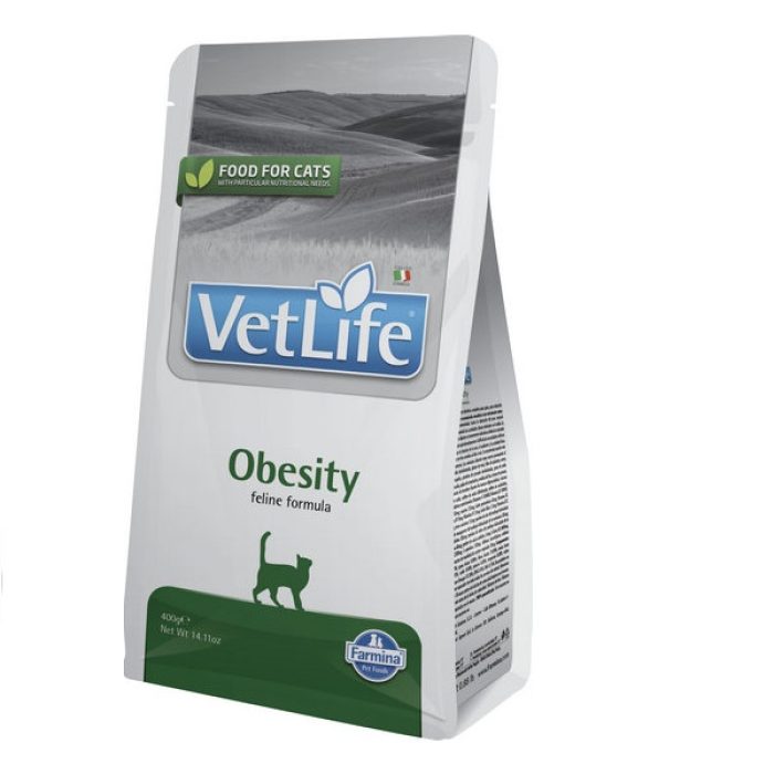 Сухий корм Farmina Vet Life Obesity для котів, дієтичне харчування для зниження зайвої ваги, (25180) 400 г