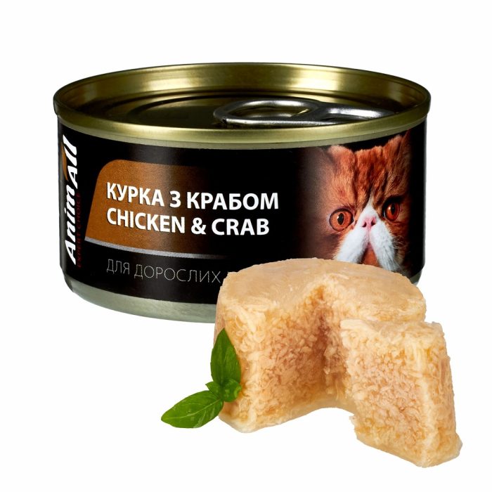 Анималл влажный корм для котов Курица с Крабом 85г 