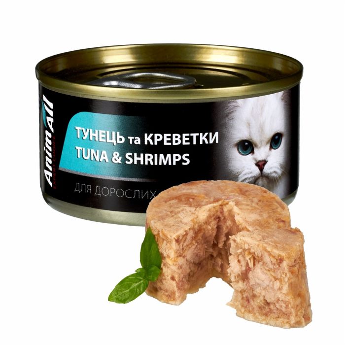 Анималл вологий  корм для котів Тунець з Креветками 85г