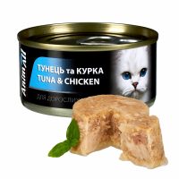 Анималл влажный корм для кошек Тунец с Курицей 85г