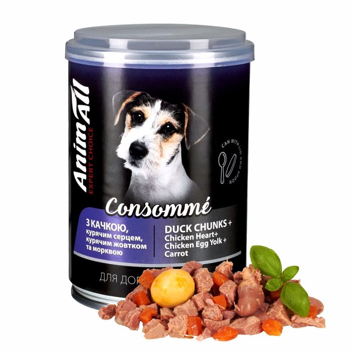 Animall  вологий корм для собак Консоме з качкою, курячим серцем і курячим жовтком, 375 г