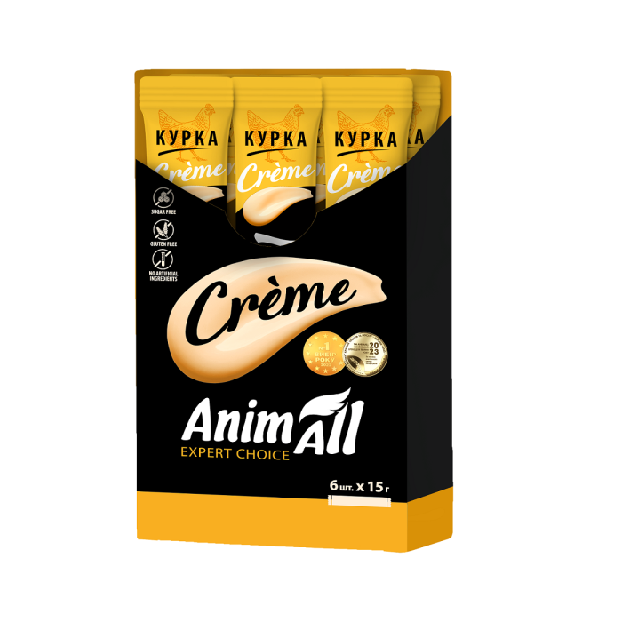 Лакомство для кошек AnimAll Crème, со вкусом курицы, 15 г х 6 шт