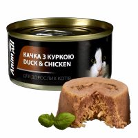 Вологий корм для котів Animall з качкою та куркою, 80 г