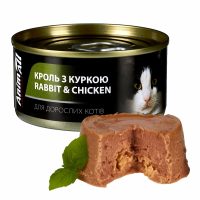 Вологий корм для котів Animall з кролем та куркою, 80 г