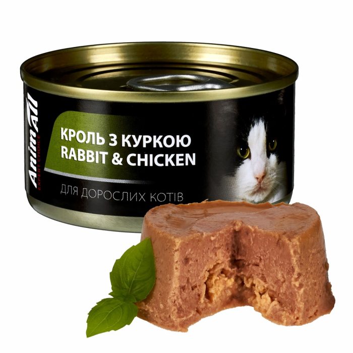 Animall влажный корм для котов с кролем и курицей 80 г