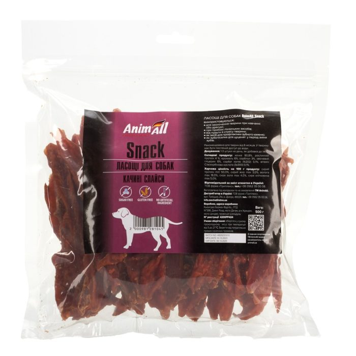 Ласощі AnimAll Snack качині слайси для собак 500 г