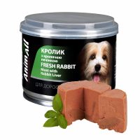 Вологий корм для собак Animall з кролем та кролячою печінкою, 195 г